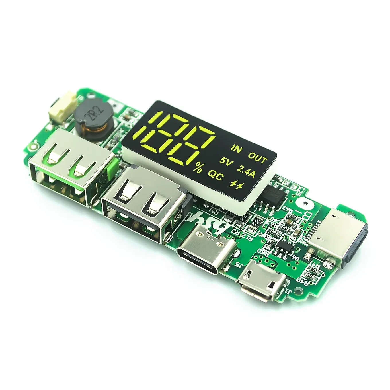 LED Dual USB 5V 2.4A Micro/Type-C USB Mobile Power Bank 18650 Charging Module Lithium Battery Charger Board Circuit Protection