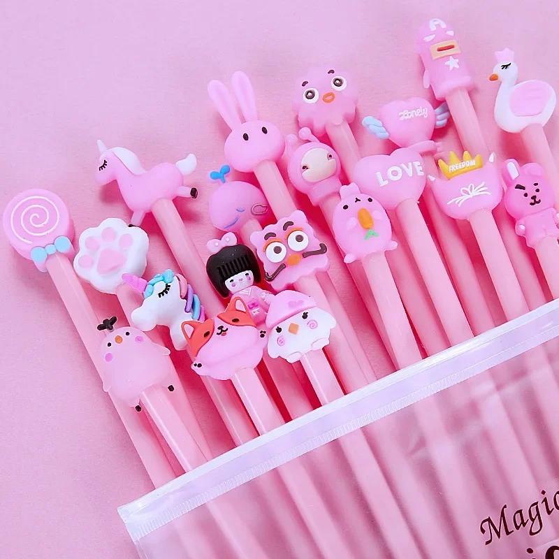 Imagem -04 - Kawaii Cartoon Gel Pen Tinta Preta Escrita Canetas Neutras Bonito Escola Escritório Artigos de Papelaria Estudante Presente Kids 0.5 mm 20 Pcs por Lote