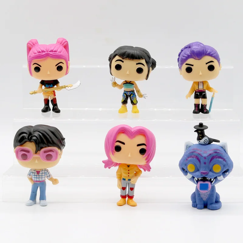 6 w 1 Figurki Kpop Demon Hunters Figurki K Pop Demon Hunters Figurki Huntrix Zabawki Derpys Tiger Rumi Mira Zoey Sussy Figurka Prezent