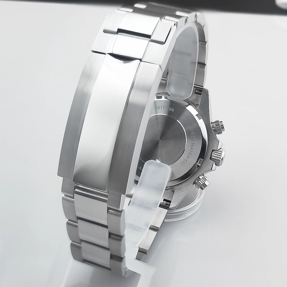 Benutzerdefiniertes Logo Panda-Zifferblatt Daytona Homage Uhr 40mm Edelstahl Saphirglas Keramik-Lünette Quarzwerk Luxus Herrenuhr RELOJ – Detail 6