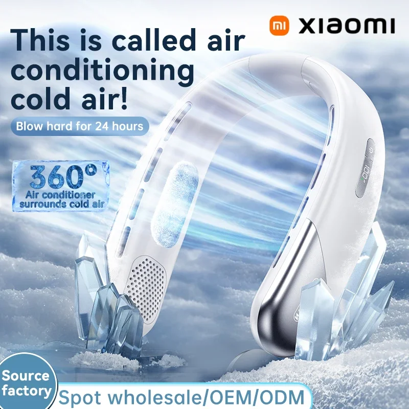 8000mAh USB Hanging Neck Fan Portable Bladeless Mini Rechargeable Mute LED Digital Display Electric Fans Air Cooler Hot