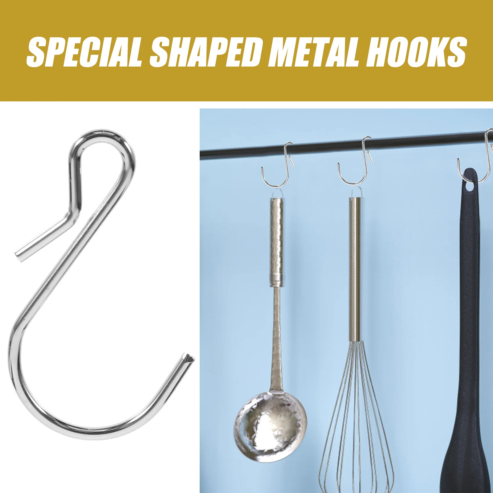 

72pcs Metal Hooks S Shape Hanging Hanger For Kitchen Storage Organizer Home Bathroom Camping Pot Pan Holder Silver