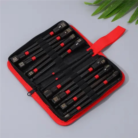 16pcs Magnetic Socket Bit Set Strong Magnet Power Drill Screwdriver Bit Kit Electric Driver Adapter Set for Home Repair DIY Use