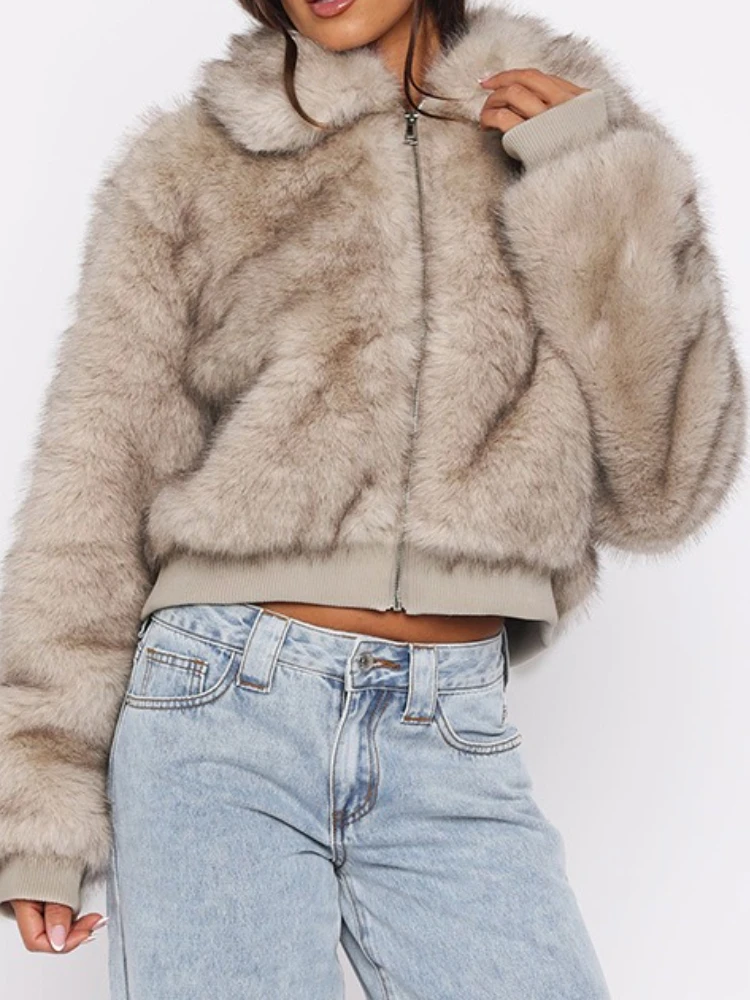 

European and American Women's Summer New Lapel Fur Zipper Loose Waist Jacket