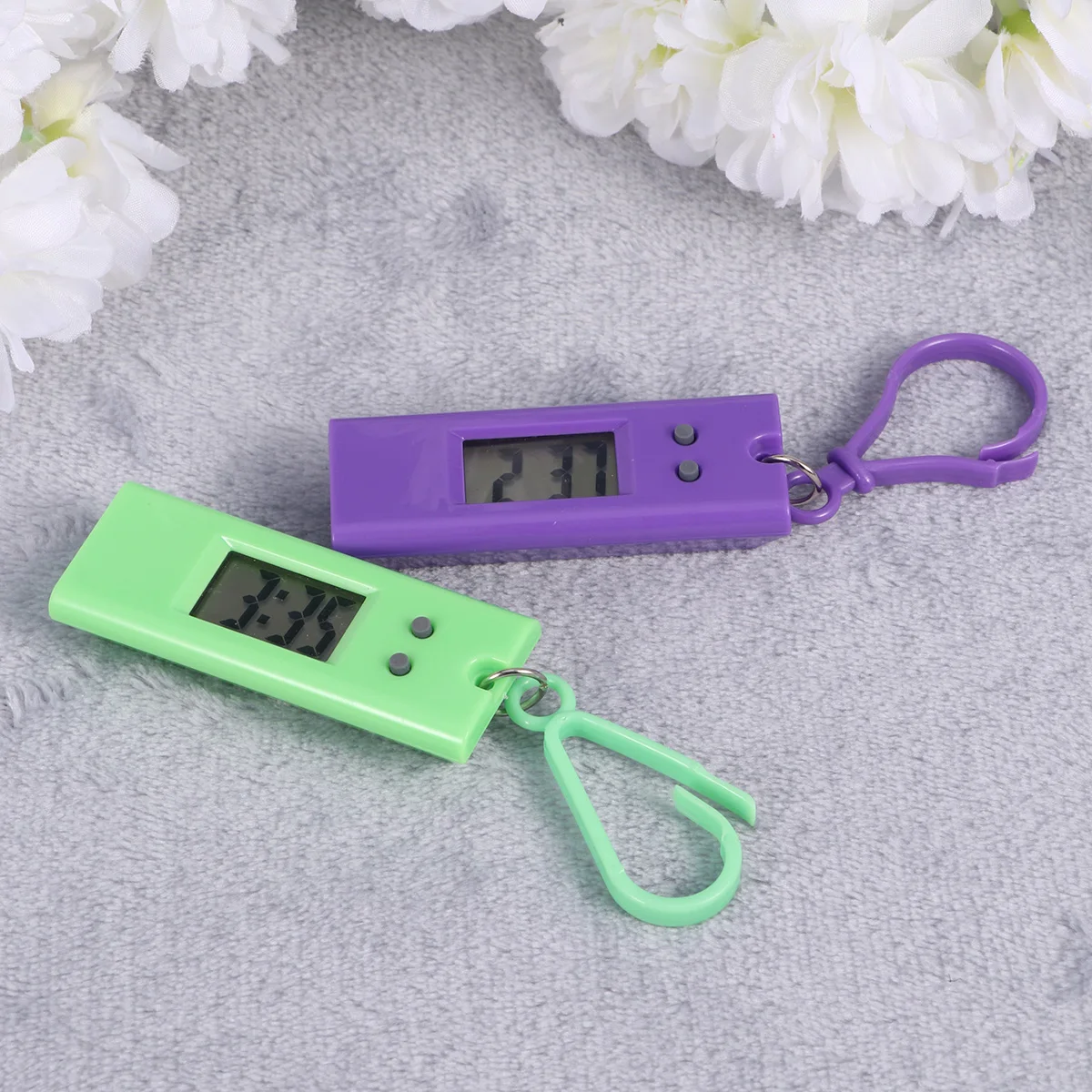 5pcs Electronic Watch Keychain Mini Watch For Students Nurse Outdoor Use Clip On Backpack Keyring