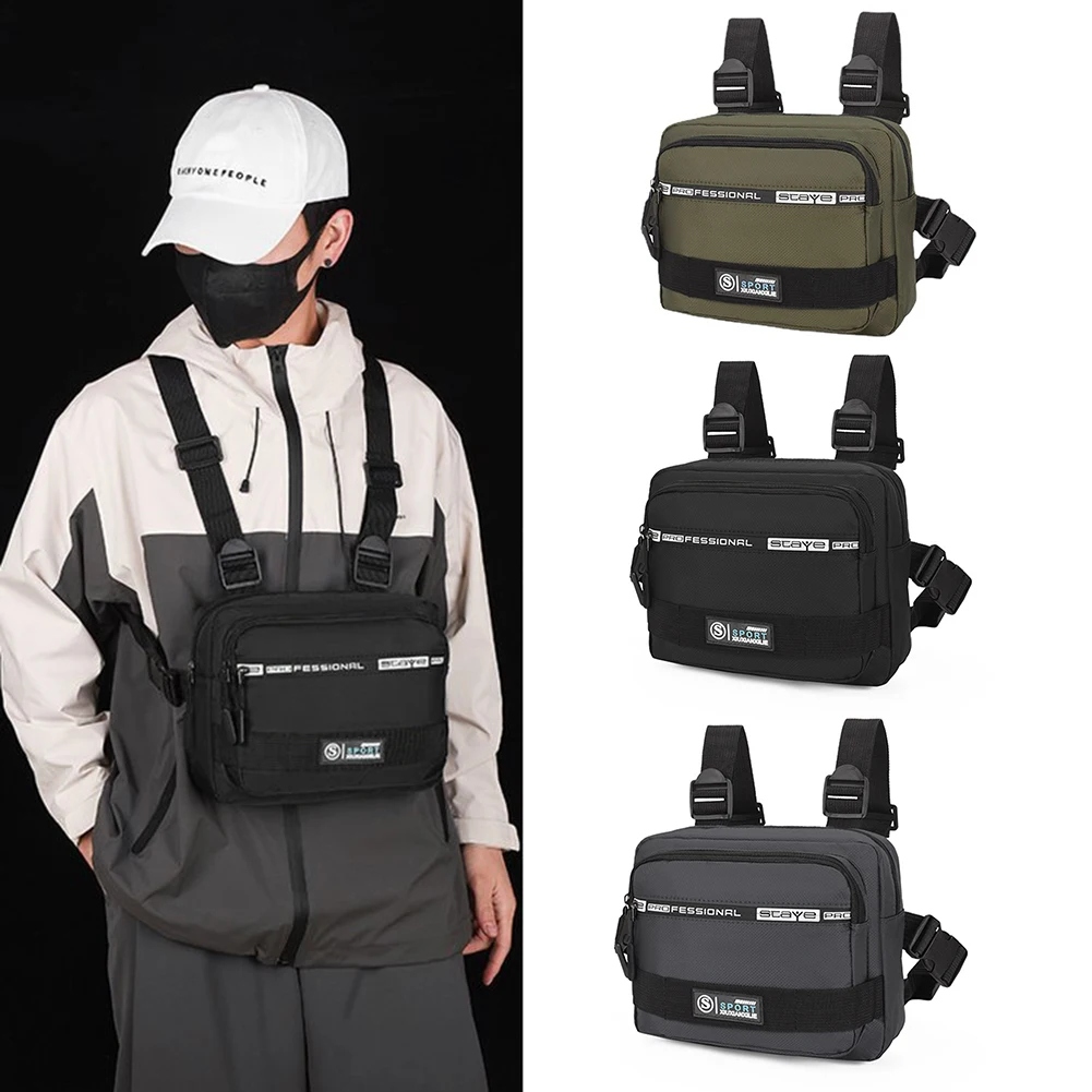 Men Molle Shoulder Vest Bags Anti-Theft Oxford Daily Messenger Bag Adjustable Safe Multifunctional Portable for Outdoor Camping