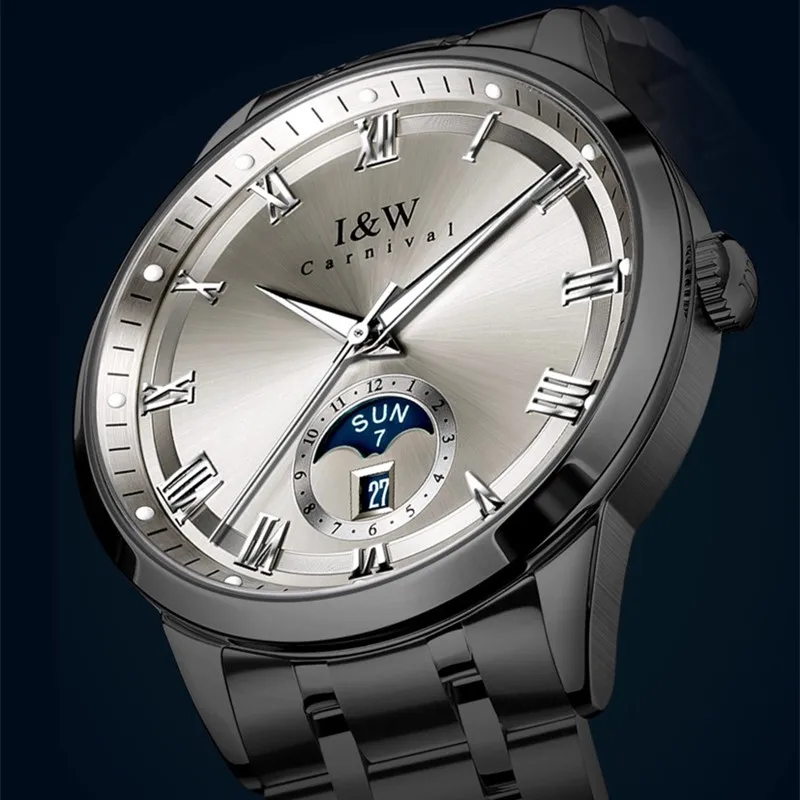 CARNIVAL marque Montre mécanique de luxe saphir calendrier MIYOTA mouvement montres automatiques étanche pour Homme Montre Homme