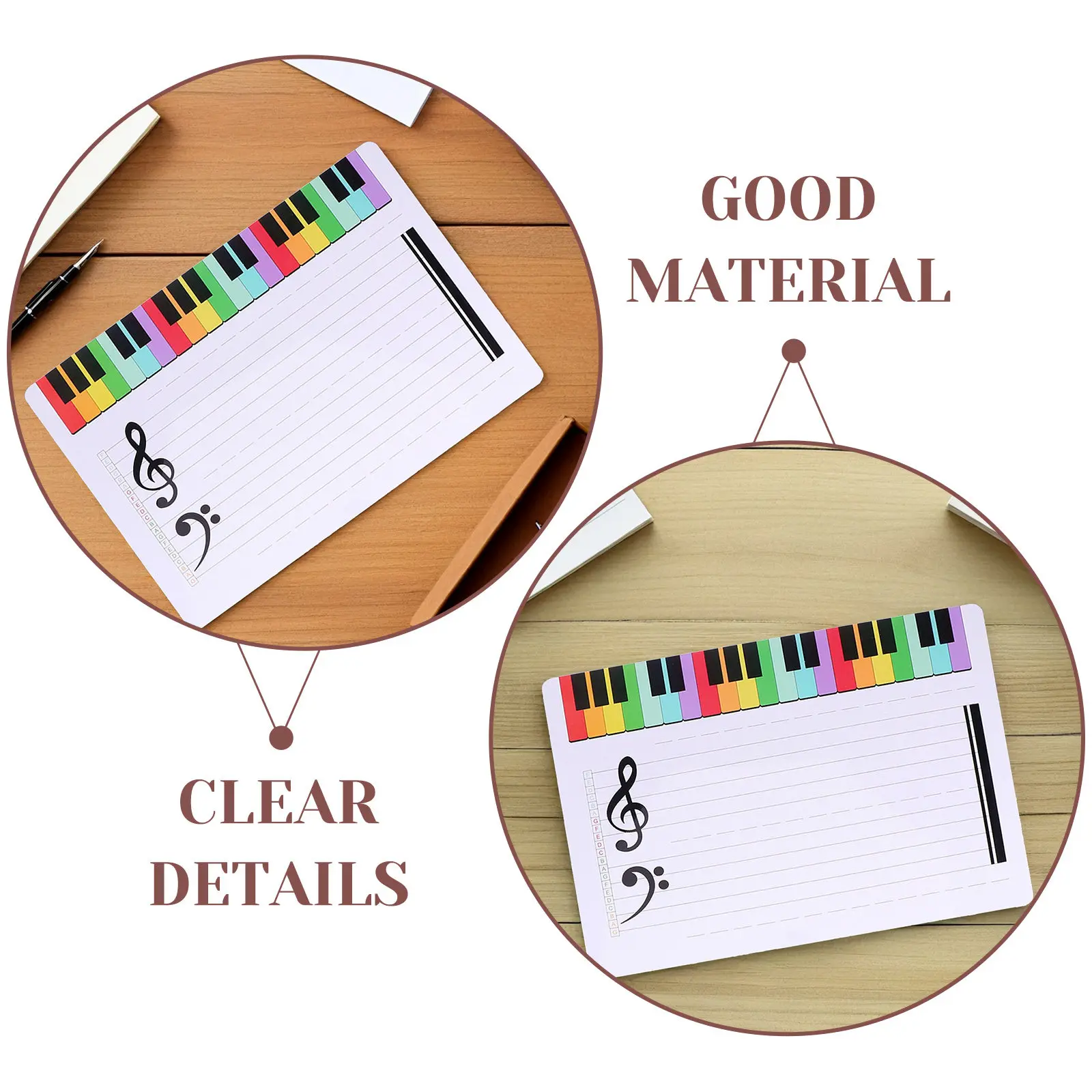 Rewritable Music Staff Whiteboard Portable Lightweight Erasable Plastic Stave Board for Piano Teaching Practice Notation Tool