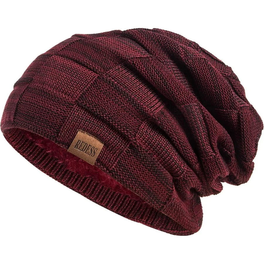 

REDESS шапка-бини для мужчин и женщин, зимние теплые шапки, вязаная толстая шапка с напуском и черепом