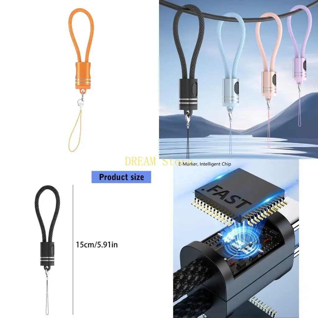 60W Fast Charging Double Type C Cable With Keychain For Phone Tablet And Laptop Durability Braided Design best sale