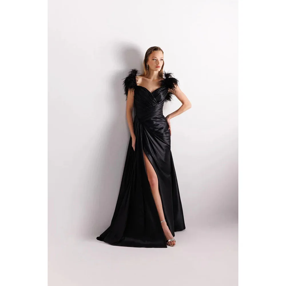 

Customized Square Neck Long Evening Dresses Elegant Formal Occasion Prom Gowns Pleat Satin 2025 Floor Length Prom Dresses