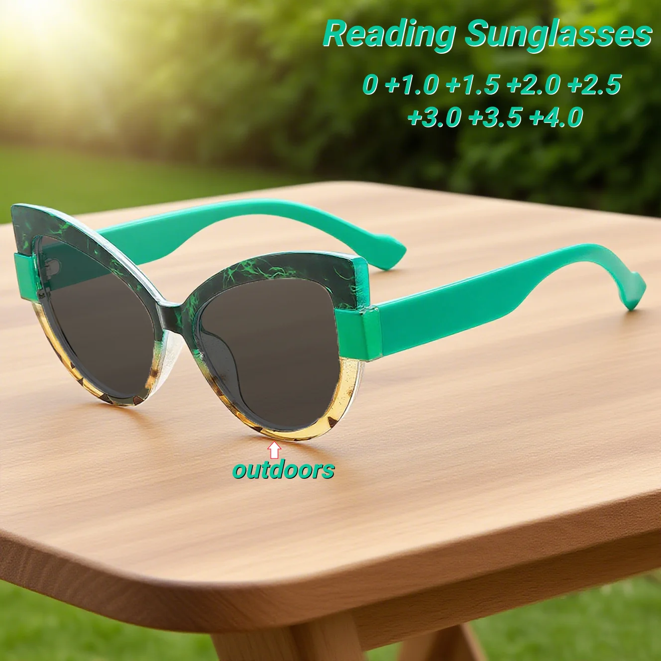 

2025 New Personalized Color Blocked Cat Eye Women's Presbyopia Sunglasses Outdoor Neutral HD Driving UV400 Sunscreen Glasses