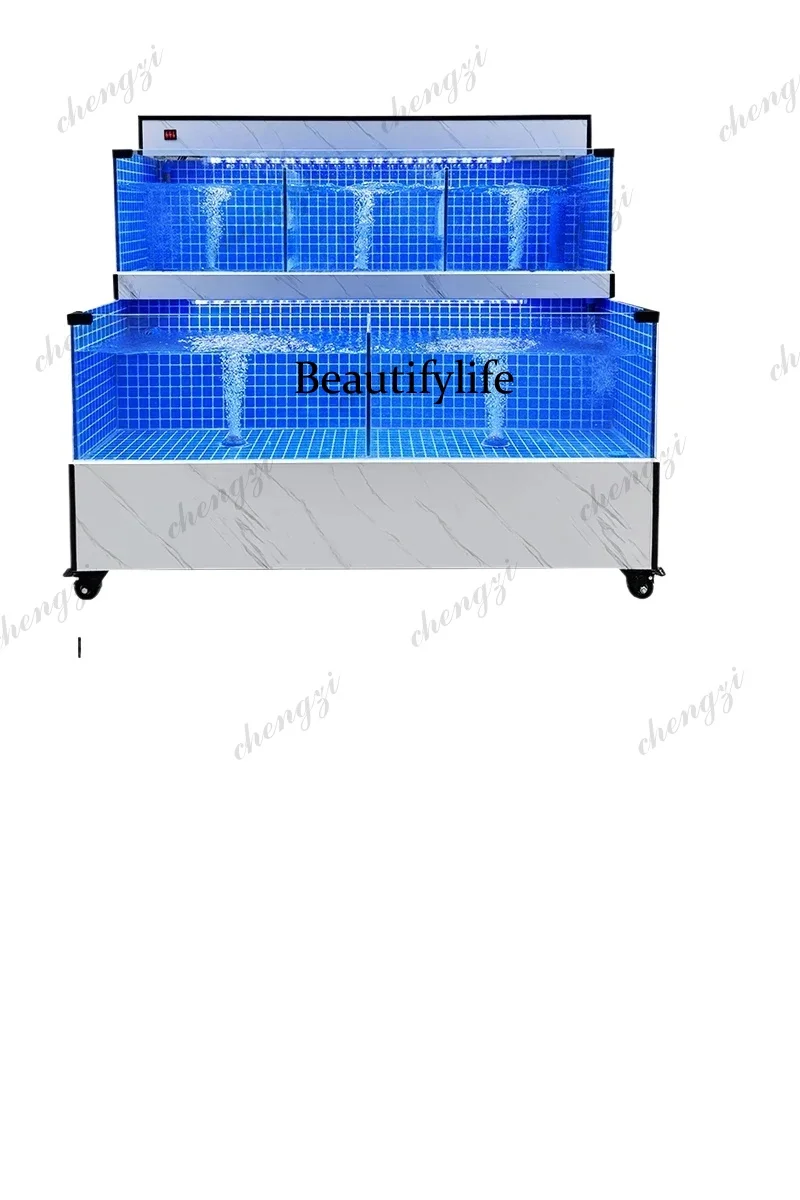 S173 Seafood Pool Commercial Fish Tank Filtration Oxygen Generator Single Double Layer Refrigeration Glass Tank Hotel