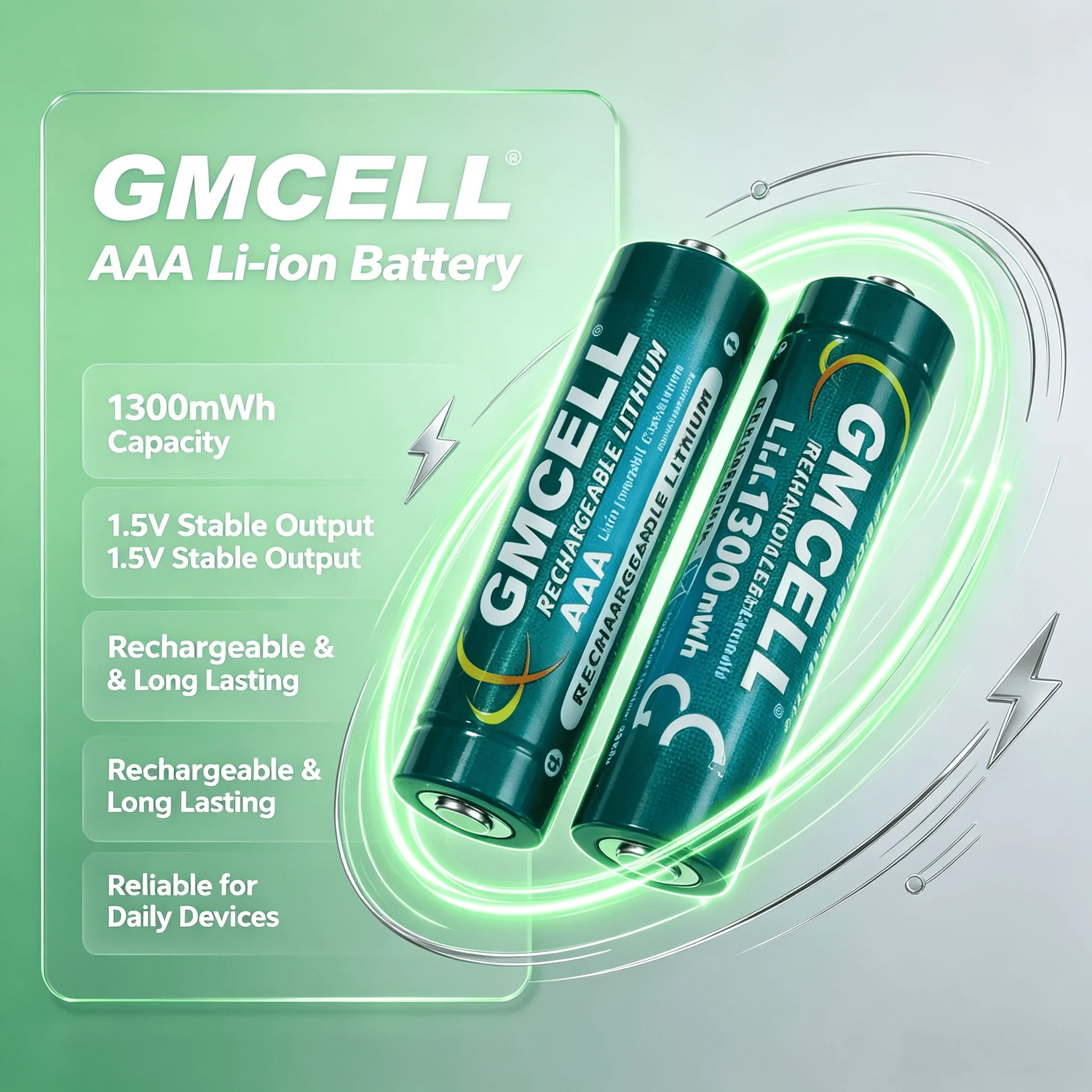 1300mWh 1.5V AAA Rechargeable Lithium Battery With Type-C Charger Box Triple A Cells For Keyboard Radio Electric Razor Camera