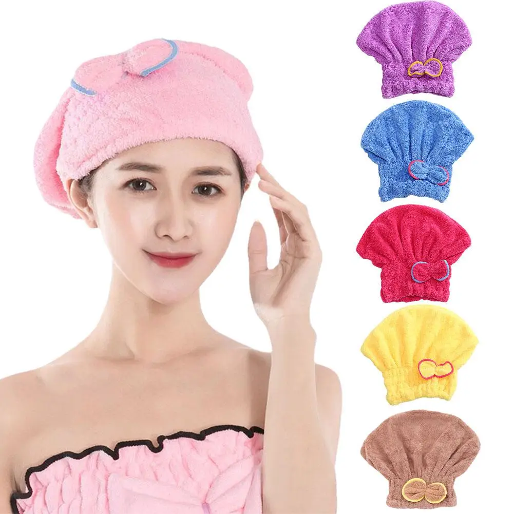 Arco secador de cabelo boné microfibra bonito touca de chuveiro pacote secador de cabelo absorvente cabelo k7s2