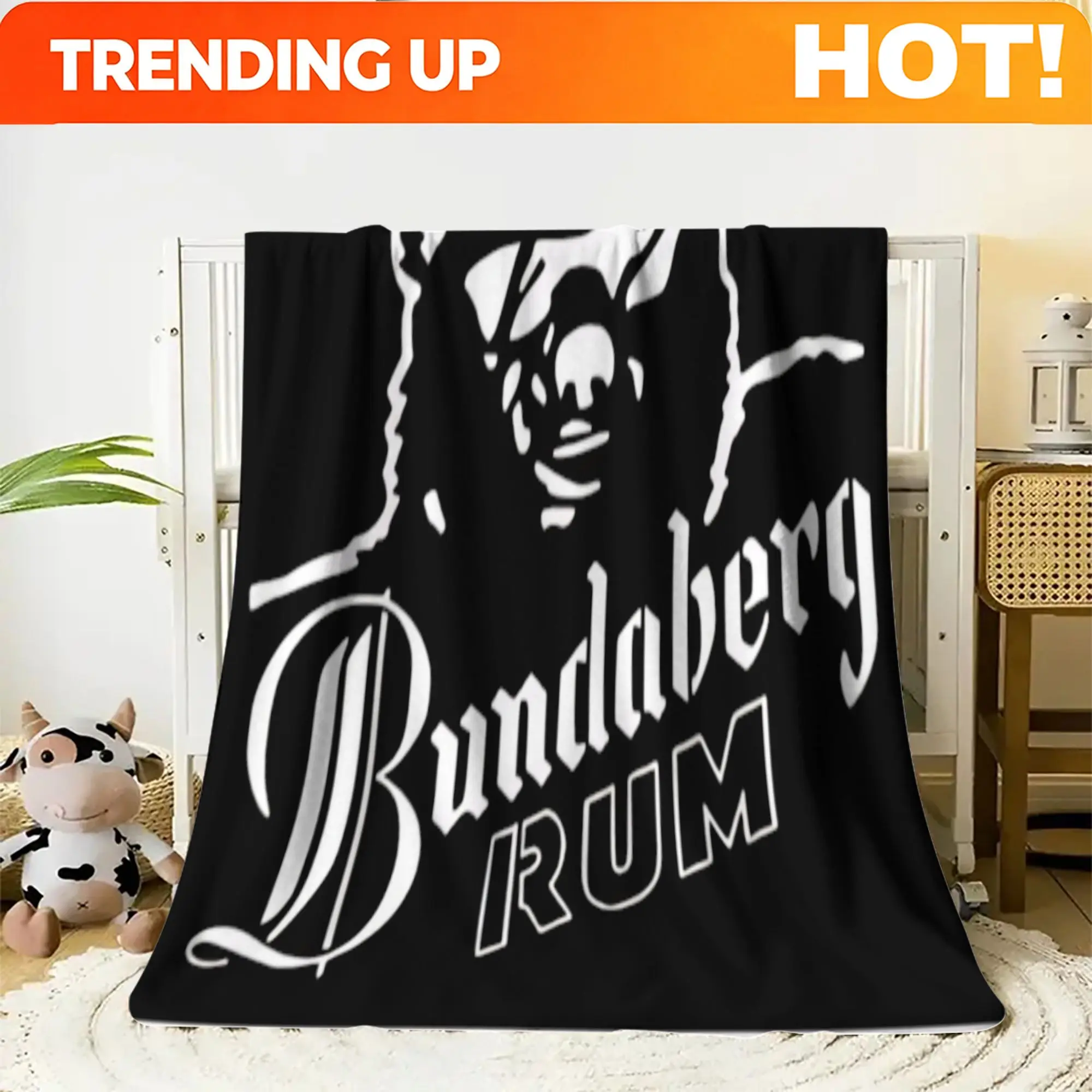 Customize Bundaberg Rum Black Bear Logo Ultra-Soft Blanket, Perfect for the Bedroom, Office, Bed, or Sofa, and an Excellent Gift