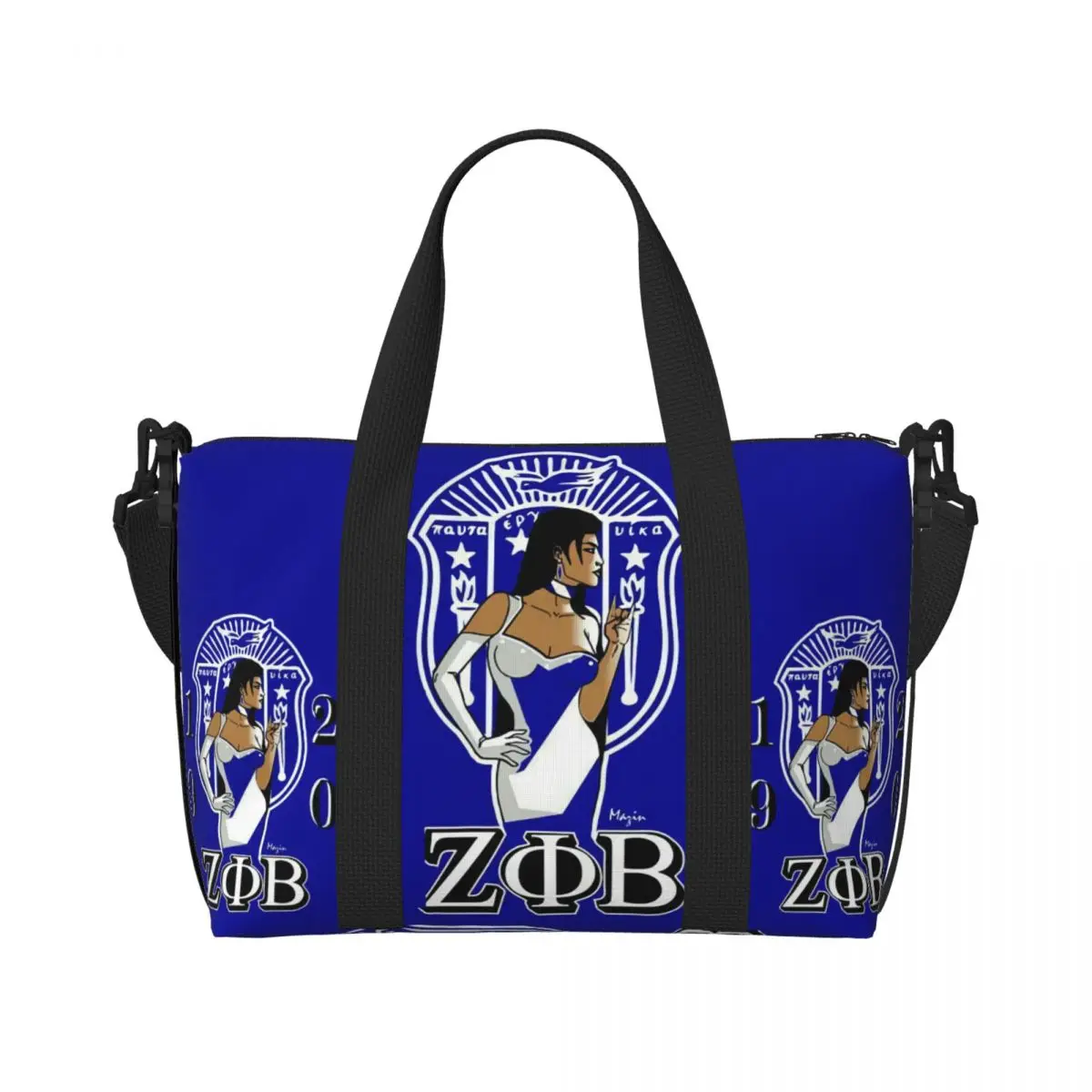 Custom Zeta Phi Beta ZOB Grocery Shopping Tote Bag Women Large Capacity Greek Letter 1920 Beach Gym Travel Bags