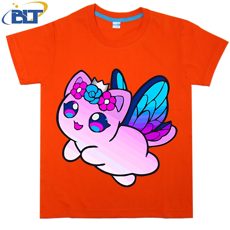 cute aphmau cat printed kids T-shirt summer pure cotton short-sleeved casual top suitable for both boys and girls