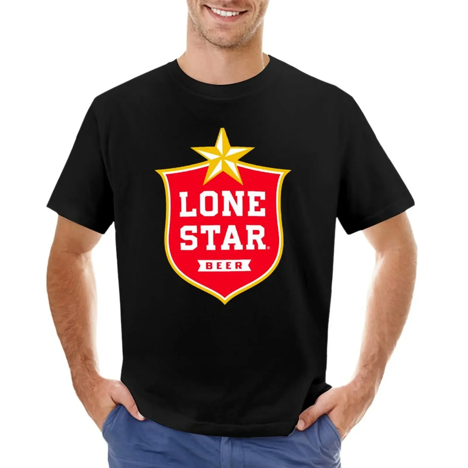 

Lone Star Beer brewery logo T-shirt tees plus sizes blanks blacks mens t shirts casual stylish