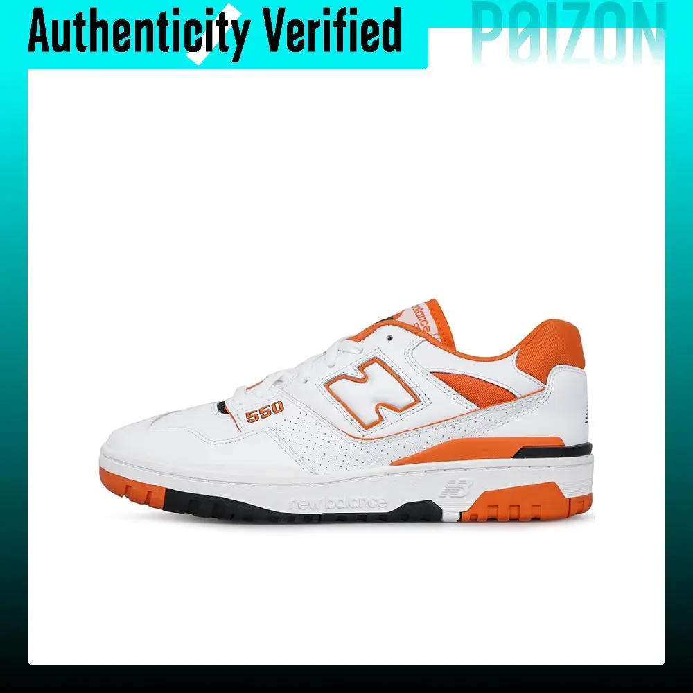 Zapatillas de baloncesto New Balance NB 550, modelo clásico, unisex, de caña baja, color blanco y naranja, BB550HG1.