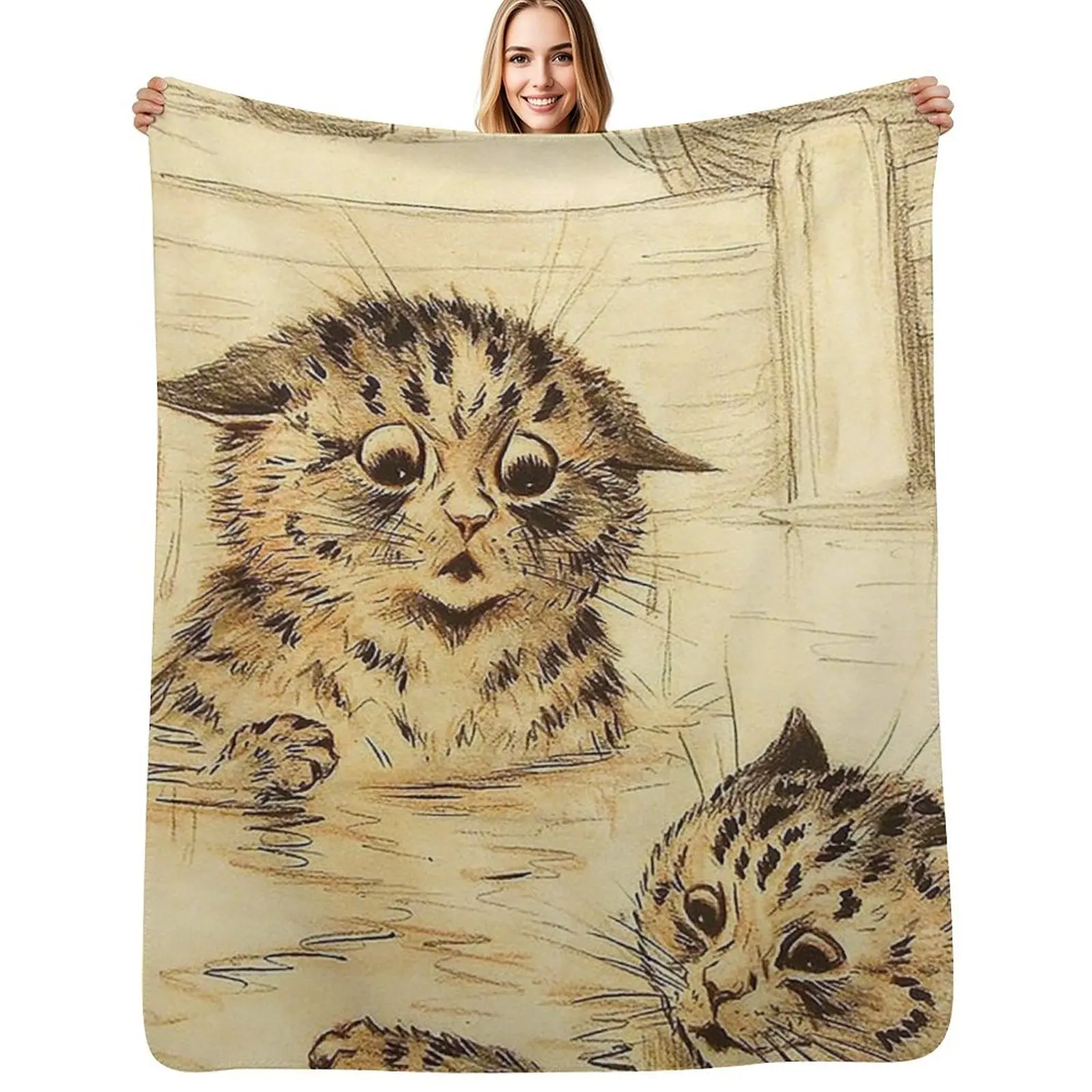 

louis wain Throw Blanket Outdoor Soft Blanket for Picnic Beach Camping