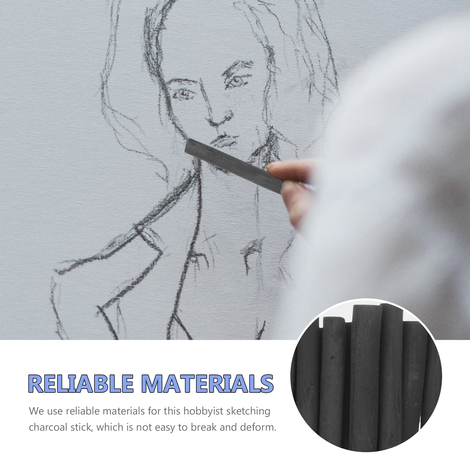

20pcs Durable Charcoal Sticks Willow Compressed Drawing Hobbyist Sketching Students Shading Painting Adult Teens Art Supplies