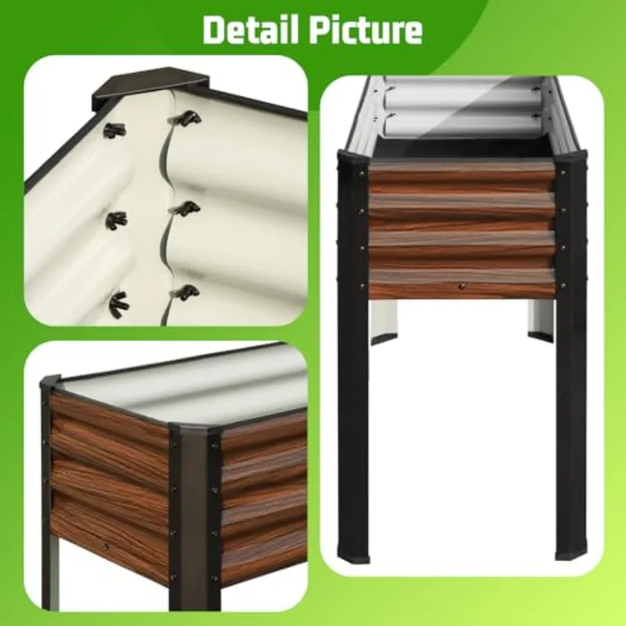 Raised Garden Bed with Legs 2PCS 48×18×32in Outdoor Metal Elevated Raised Planter Box for Backyard Patio Balcony in Silver with