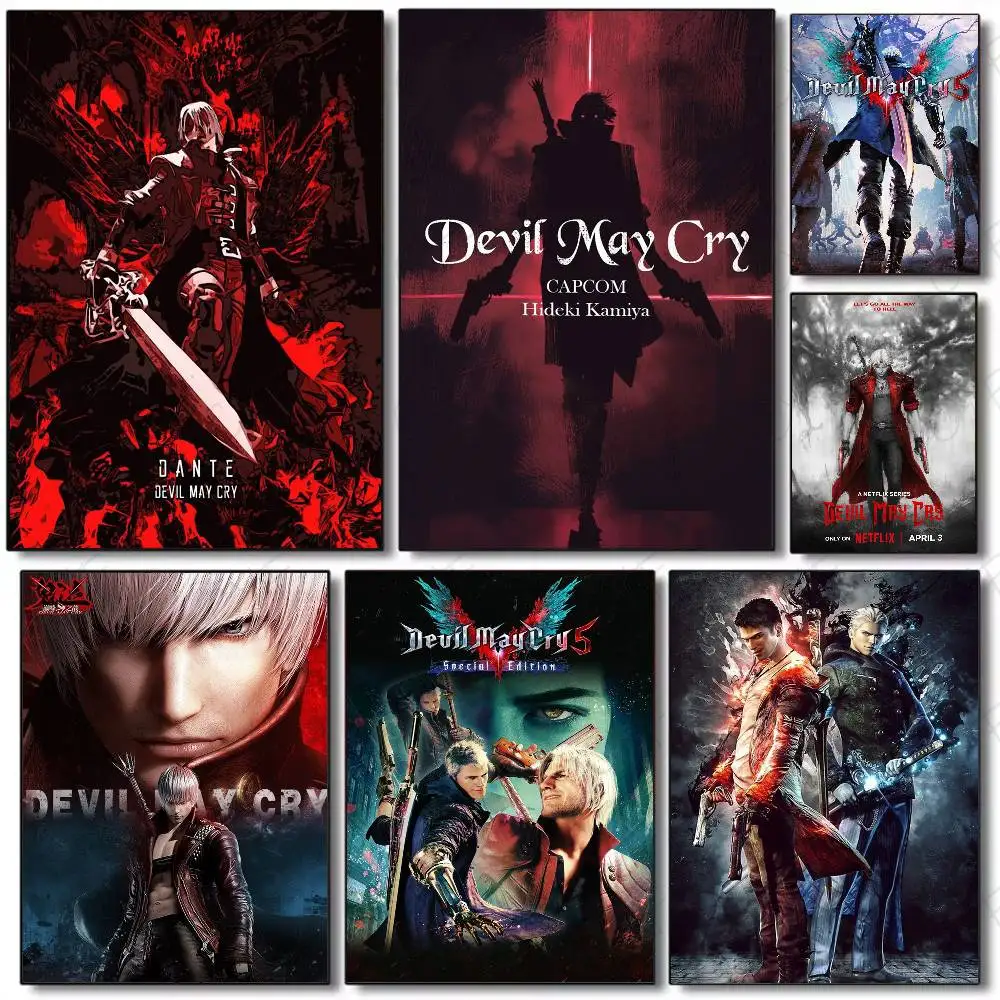D-Devil M-May Cry-S Poster  living room Wall Art Garage Room DecorWater Proof Paper Print Room Decor Stickers