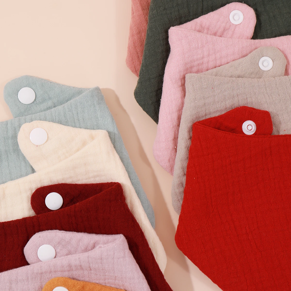 1 Stuks Crêpe Driehoek Speeksel Handdoek Baby Slabbetjes Baby Katoen Slabbetje Pasgeboren Effen Kleur Bandana Burp Doek Jongen Meisje