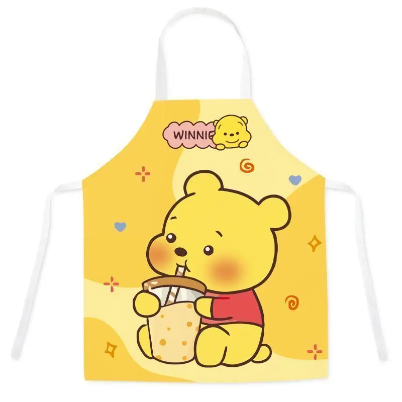 Disney Pooh Bear Cute Home Cartoon Print Baking Shop Anti-oil Stain Thin Sleeveless Halter Apron Kitchen Special Work Clothes