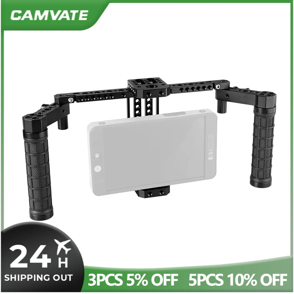 CAMVATE Director's Monitor Cage Rig With Dual Rubber Handle & Mounting Cheese Plate For 7