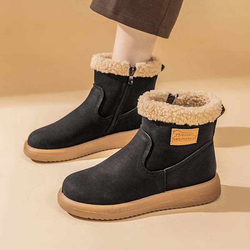 

GKTINOO Genuine Leather Snow Boots Women Winter Shoes Waterproof Warm Plush Cold Winter Ladies Ankle Boots Non-slip Plus Size 41