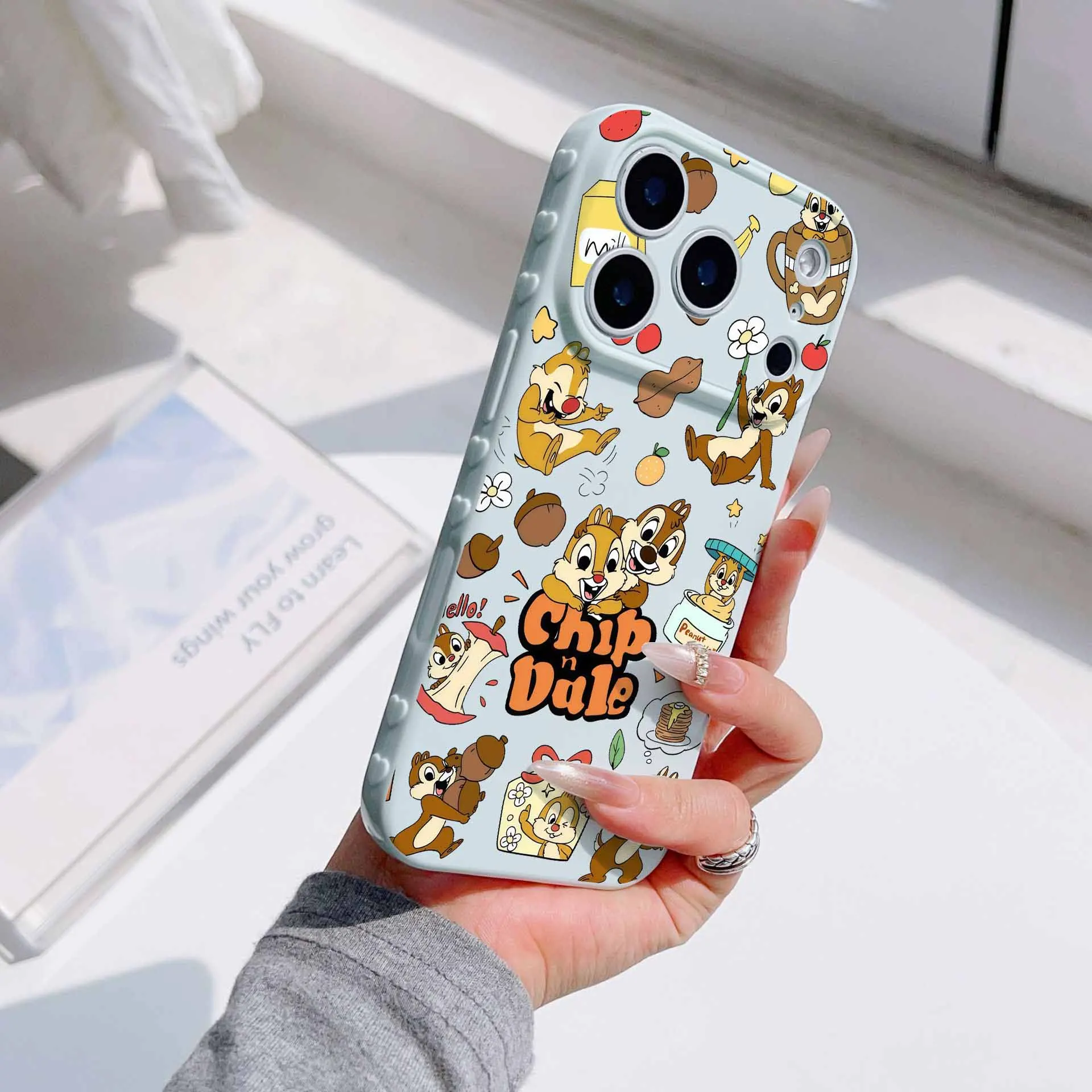 Disney Chip 'N' Dale For Apple iPhone 17 16 15 14 13 12 Mini 11 Pro Max Bubble Heart Cover Funda Silicone Soft Capa Phone Case