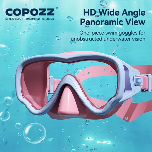 Imagen 2 del producto COPOZZ-mascarilla subacuática para buceo y snorkel, gafas antiniebla, gafas para buceo, natación, juego de tubos de aliento fácil para niños