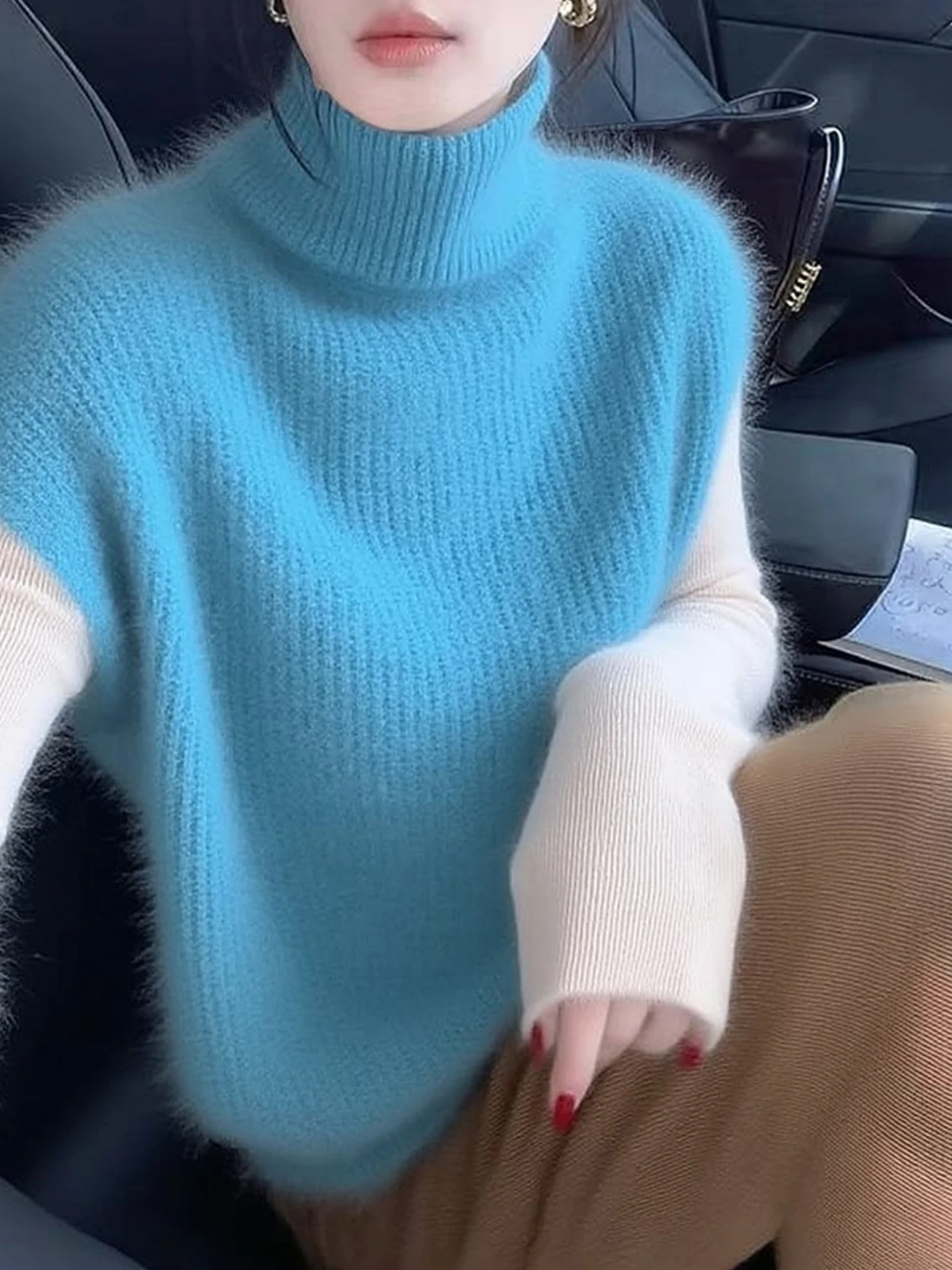 

Soft Knitted High Collar Vest Pure Color Outerwear Casual Style Innerwear Spring 2026 Early Season Women's Fashion Vest