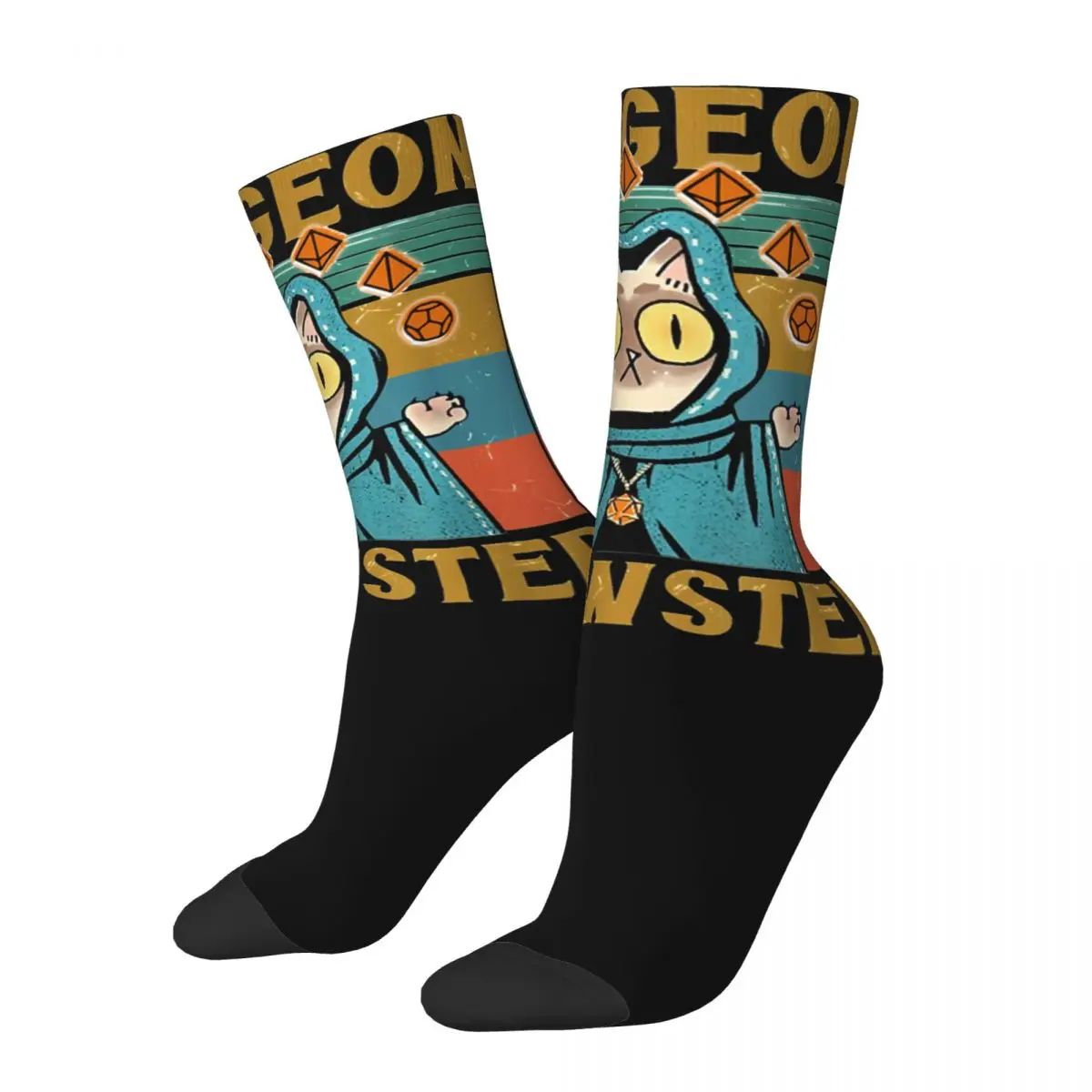 Crazy Men's Socks Dungeon Meowster Cat Product Super Soft Funny Nerdy-Gamer Skateboard Dress Socks All Season