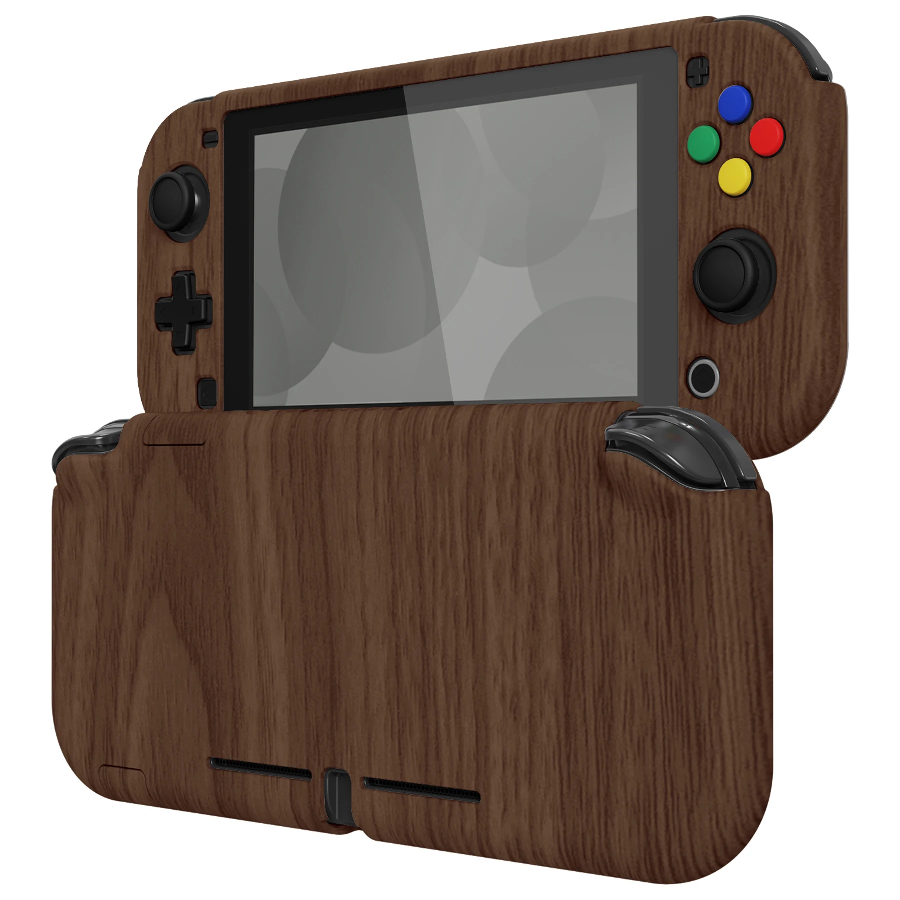 PlayVital Protective Hard Shell for Nintendo Switch Lite, Case Cover with Screen Protector & Thumb Grips - Wood Grain