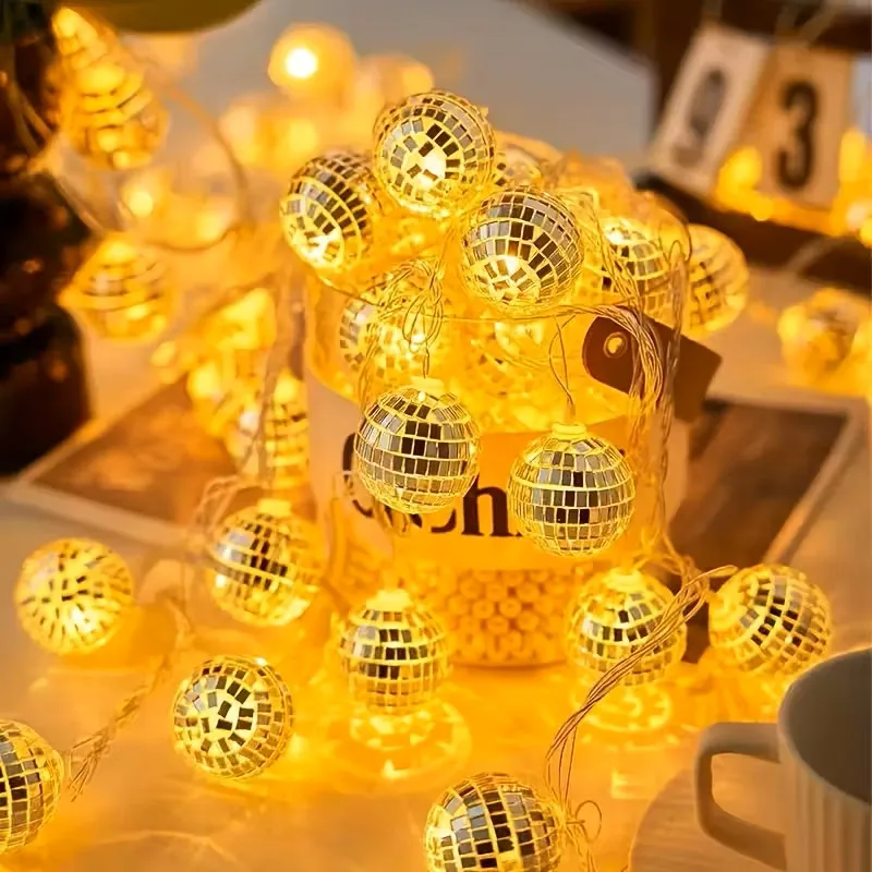 Гирлянда Disco Magic Ball на батарейках на Рождество, спальня, День святого Валентина, Зеркальный шар