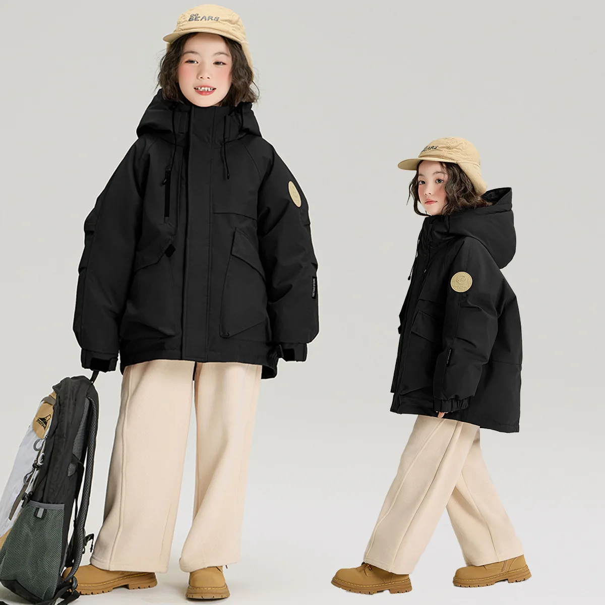 Winter Children Girls Parkas Cotton-padded Sticker Toddler Kids Girls Jackets Hooded Thicken Warm Little Girls Outerwear Coats