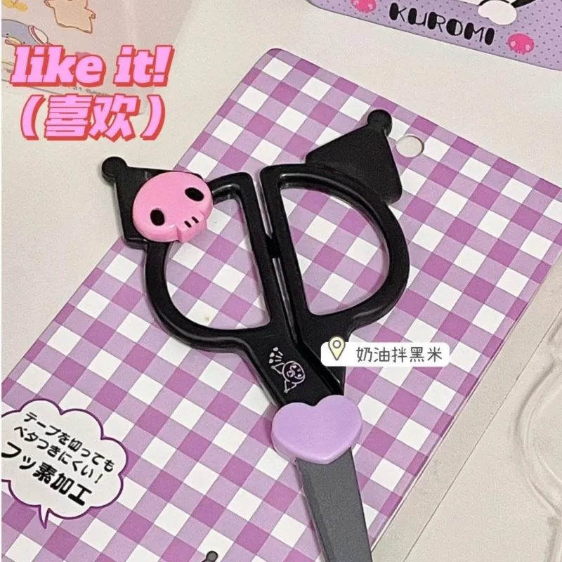 New Kawaii Sanrio Kuromi Cinnamon Roll Anime Cartoon Innovative Handmade Stainless Steel Knife with Cover Student Scissors Gift