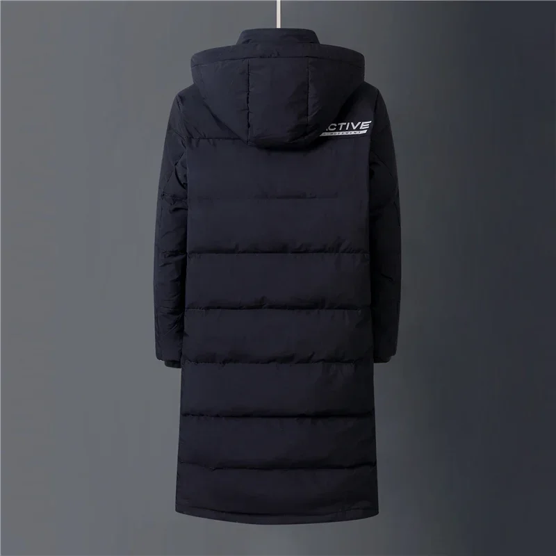 2023 Winter 90% White Duck Down Jacket Men Hooded Fashion High Quality Winter Coat Men Long Thicken Warm Down Coat Black Parkas