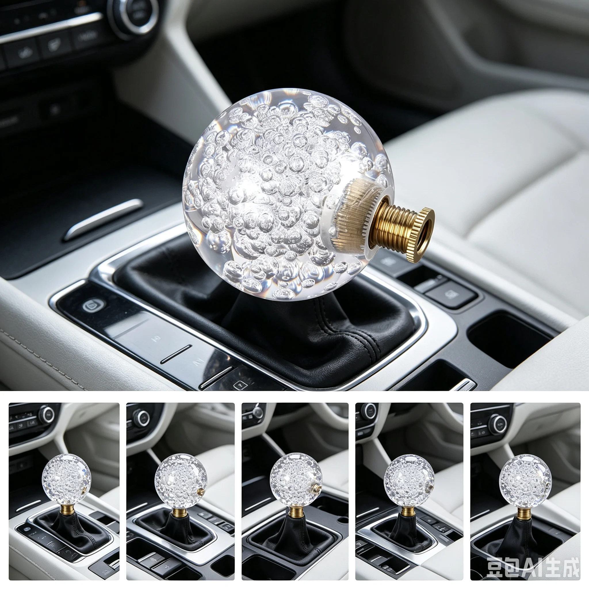 Universal Car Multicolor Crystal Bubble LED Light Round Ball Manual Gear Stick Shift Knob Shifter Lever AT MT