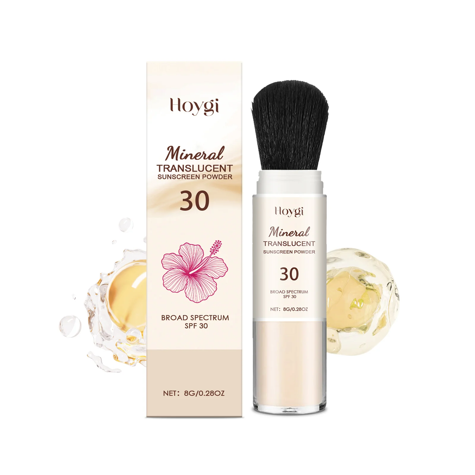 SPF30 Translucent Mineral Sunscreen Powder With Brush Oil Control Portable Face Setting Makeup Powder