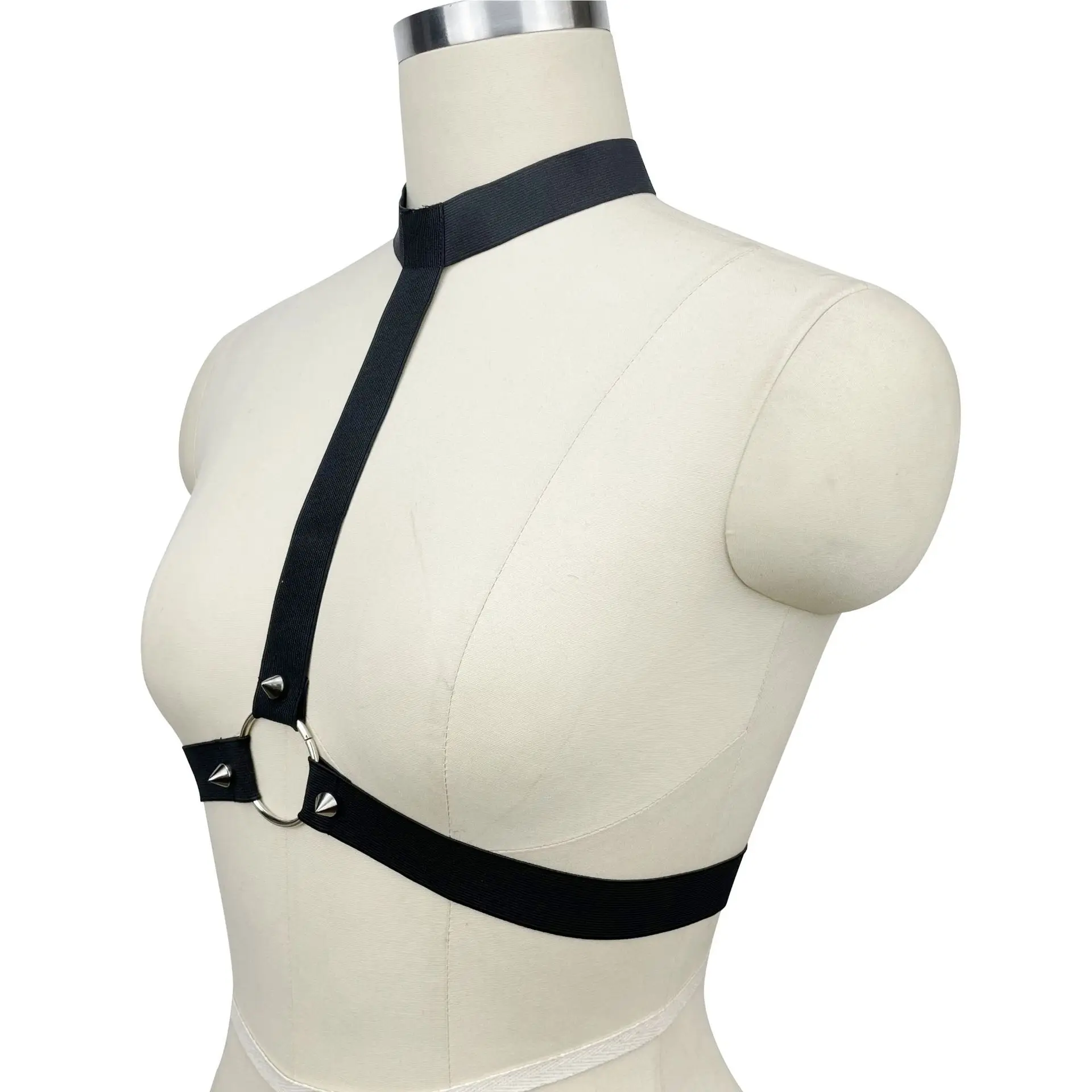 تسخير حزام القطب الرقص الوثن المحاصيل الأعلى قفص الصدرية القوطي الأسود الجسم تسخير المرأة مثير الملابس الداخلية مطاطا عبودية قابل للتعديل