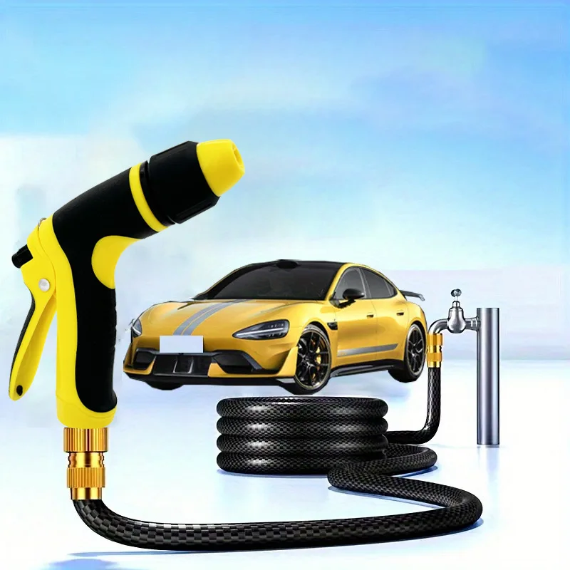 New Model High Pressure Water Gun Short Head Garden Nozzle with Rubber Handle Household Car Wash Tool