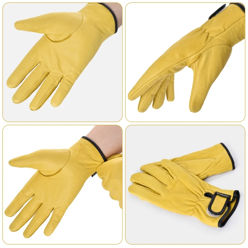 Gardening Gloves for Men & Women for Tough Thorn-Resistant Leather Gardening Gloves Protective Work Gloves Birthday Gift