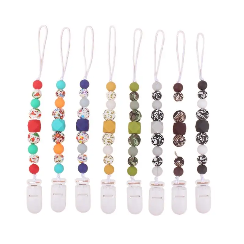 

Pacifier Clips Chain Silicone Beads BPA Free DIY Dummy Clip Holder Soother Chains Baby Teething Toys Chew Gifts