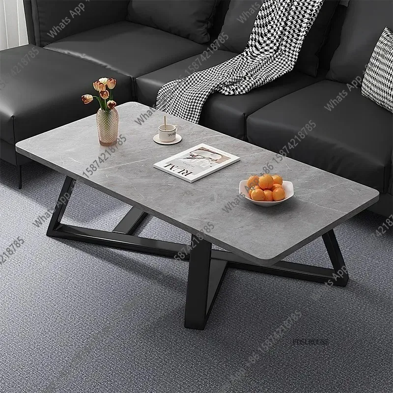 S Simple Modern Coffee Table Living Room Home Office Sofa Side Tables Luxury Small Apartment Rock Slab Pattern Coffee Table