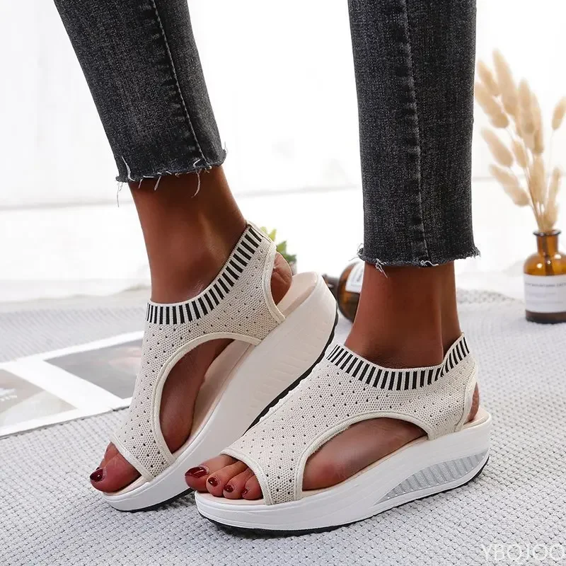 Plus Size Sandals Women 2021 Fashion Casual Platform Shoes Women Shoes Comfort Summer Soft Sport Sandals Breathable Sneakers