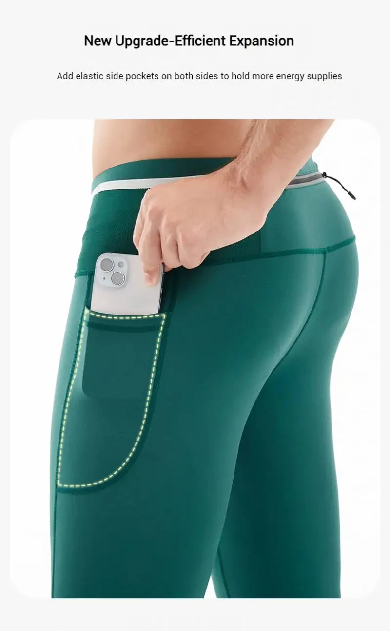 Herren-Kompressions-Laufhose, Radfahren, lange Leggings, Outdoor-Sport, Basketball, Fitness, Jungs, Fitnessstudio, Reiten, Wandern, Strumpfhosen, 6 Taschen – Detail 4